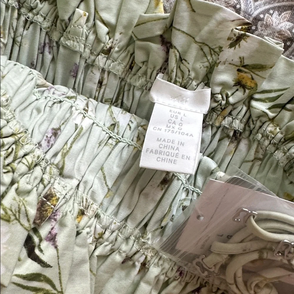 H&M Mint Green Floral Smocked Strapless Dress - Picture 3 of 5